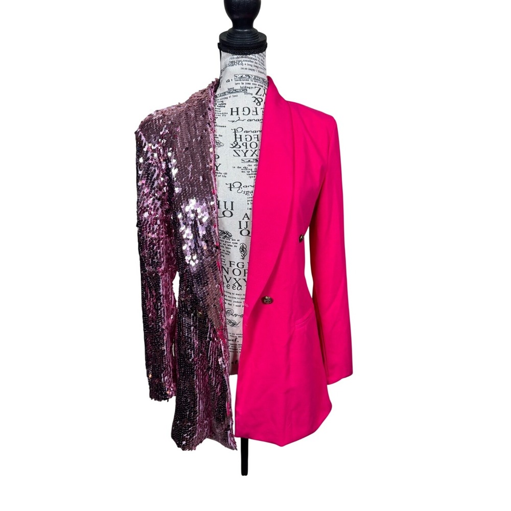 Hot Pink Sequin-Accent Blazer